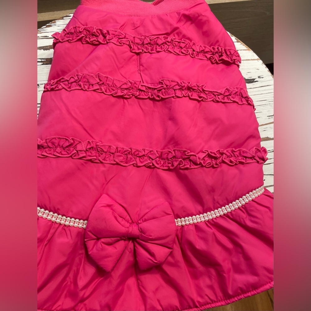 Elegant Pink Ruffle Dog Coat XLG
